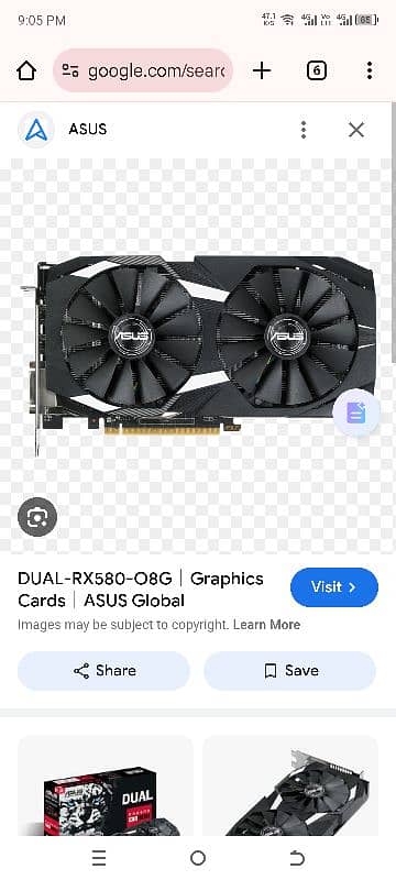 RX 580 8GB 256 bit Asus lighting card 1