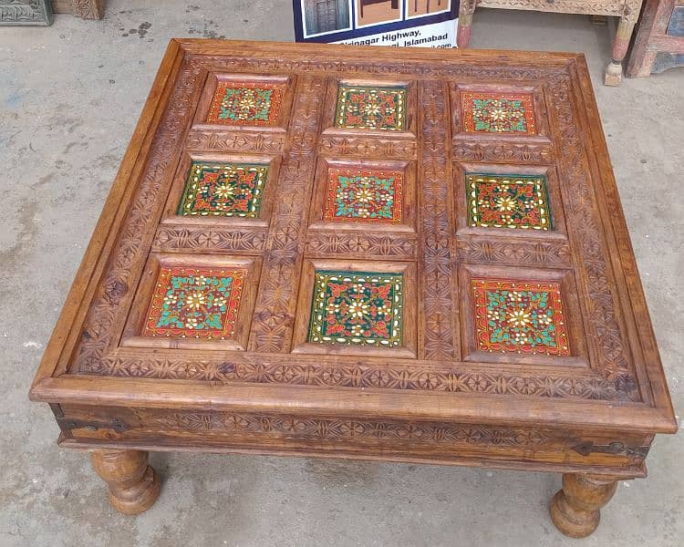 painted and carving centre table 0