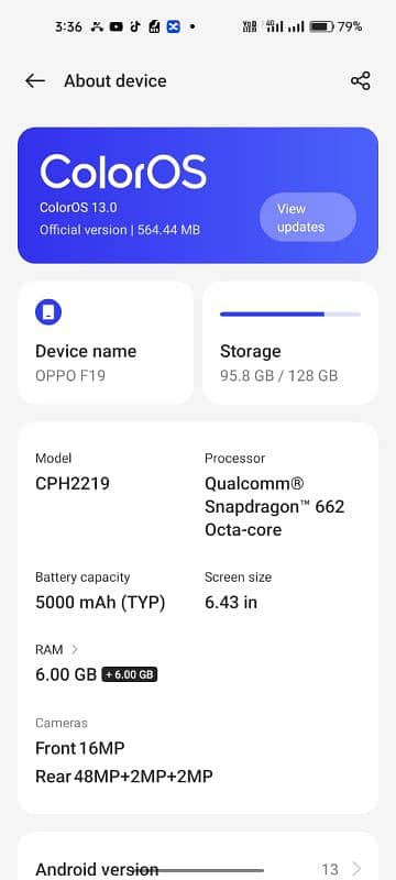 Oppo F19 6+6/128 with box All Ok with original accessories 10