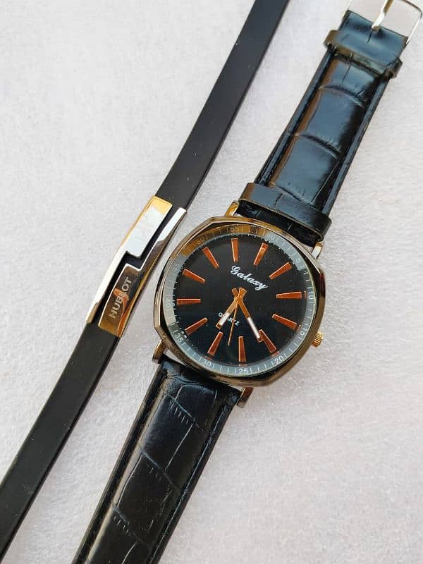 leather strap Man watch 0