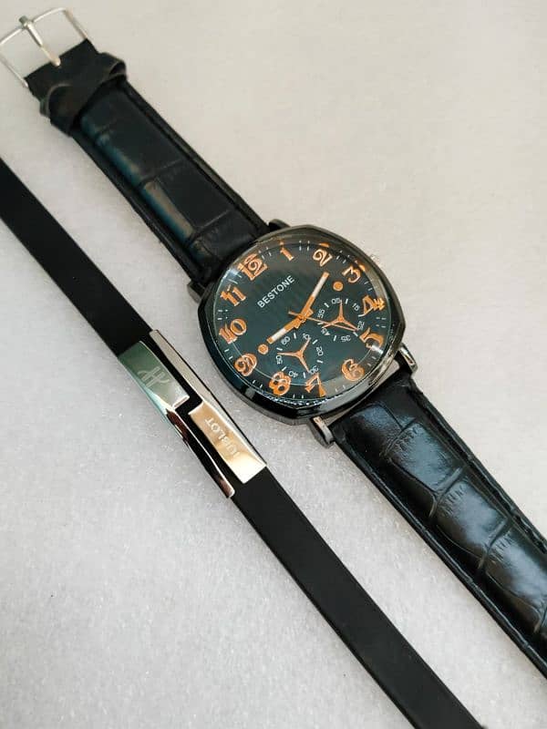 leather strap Man watch 4