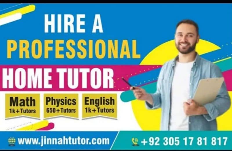 MALE & FEMALE TEACHER/FACULTY REQUIRED / JINNAH TUTOR ACADEMY 0