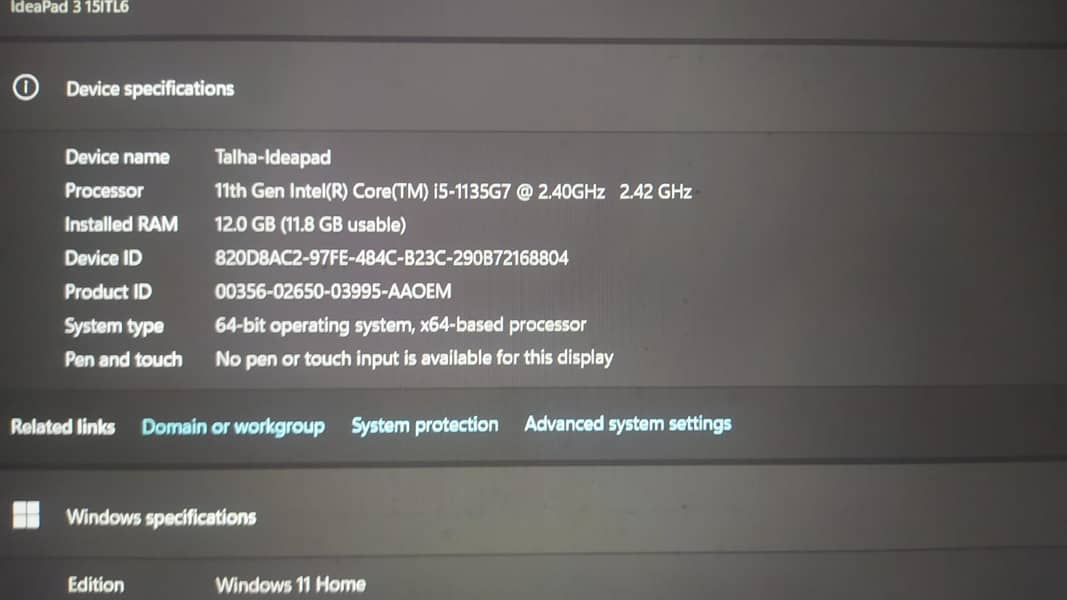 Lenovo IdeaPad 3 Core i5 11th Gen | 12GB RAM | 256GB SSD 4