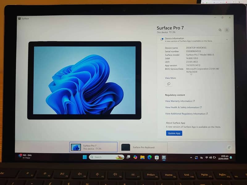 Surface Pro 7 Core i5 10th gen 8gb Ram 128gb ssd 7