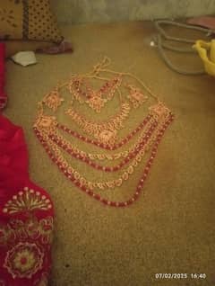 Bridal lehnga with artificial jewellery set