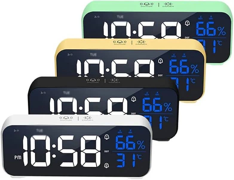 LED Music Alarm Clock Temperature Humidity Voice Control 1