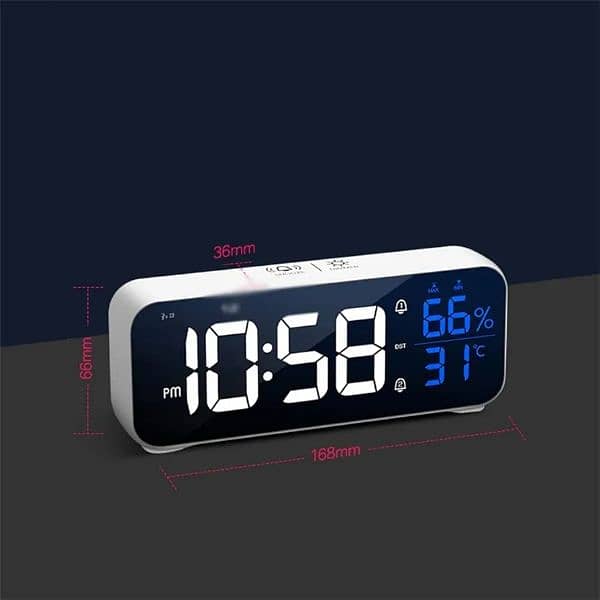 LED Music Alarm Clock Temperature Humidity Voice Control 2