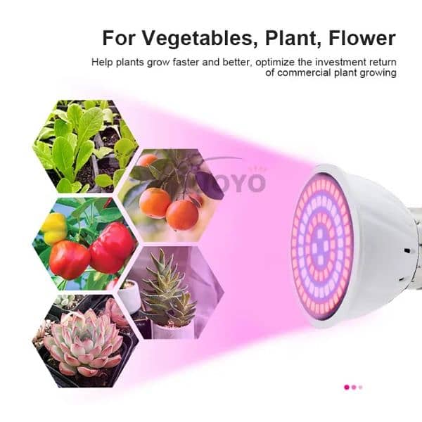 Auoyo 60 LED Plant Grow Light Bulb E27 Grow LampLight 220V 3W 2