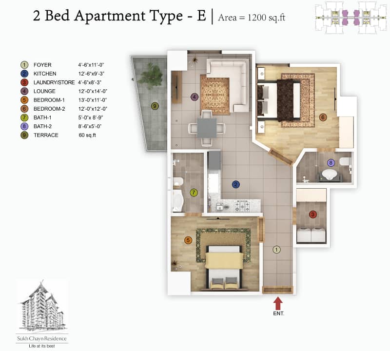 Two Bed Room Flat Park View Apartment For Sale 2