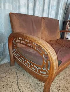 2 seater wood sofa.