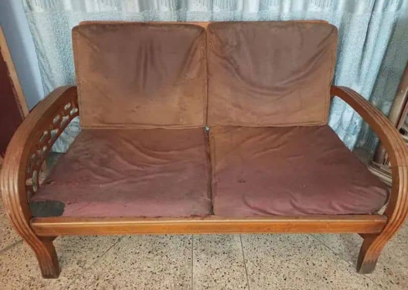 2 seater wood sofa. 1