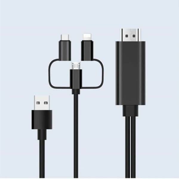 3-in-1 USB TO HD CABLE (MICRO + TYPE C + LIGHTING) 0