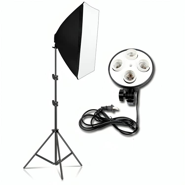 Studio Photography Softbox Light – 4 Bulb Holder with Stand | Perfect 2