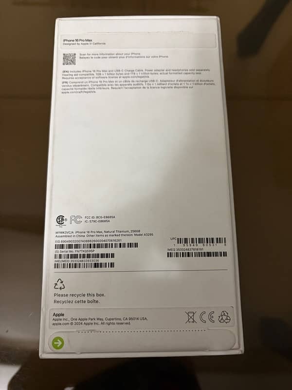 IPhone 16pro Max 256gb CA Model JV 2