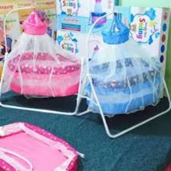 Baby Swing Cot & Cradle With Stand Support & Mosquito Net 4