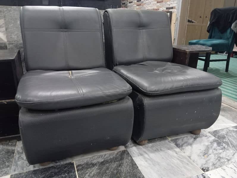 "Two Used Single Sofas with Mini Side Tables" 2