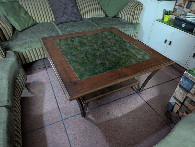 wood and metal center table with glass imported  10/10 condition 2