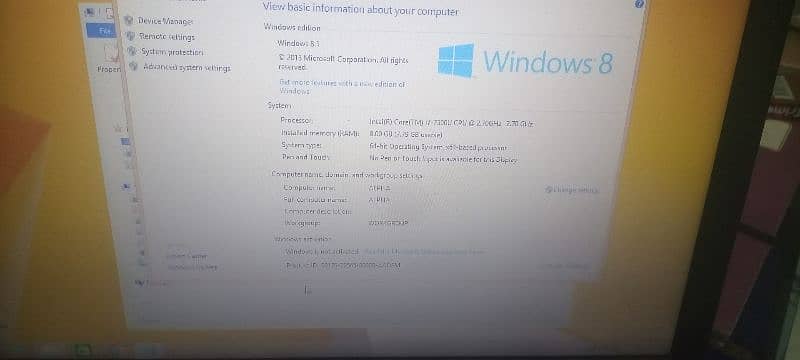 i7 10gen , 8GB RAM , 465GB MOMERY ( window 8.1 ) GOOD CONDITION 12