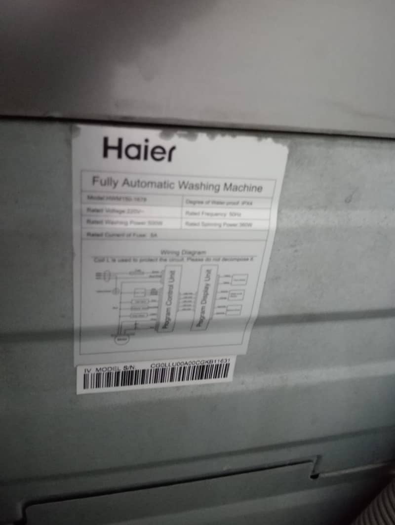 Haier auot washing machine 15kg  (0306=4462/443) levelset 5