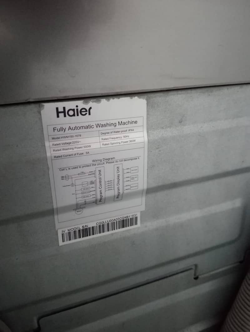 Haier auot washing machine 15kg  (0306=4462/443) levelset 8