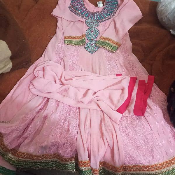 fancy light pink frock for sale. brand new only one time used 0