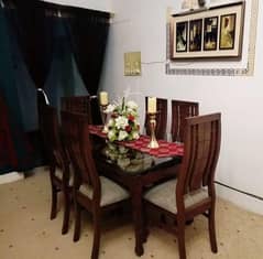 Dining table with six chairs