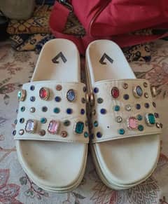 almas brand white slippers