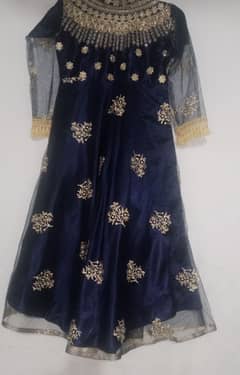 Elegant Navy Blue Embroidered Maxi Dress