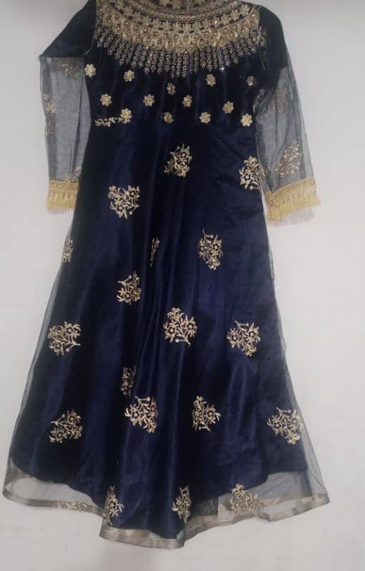 Elegant Navy Blue Embroidered Maxi Dress 0