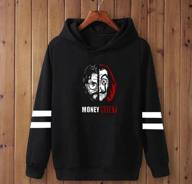 1 Pc Men's Cotton Fleece Money Heist Printed Hoodie 1