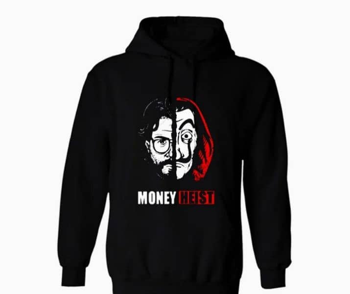 1 Pc Men's Cotton Fleece Money Heist Printed Hoodie 3