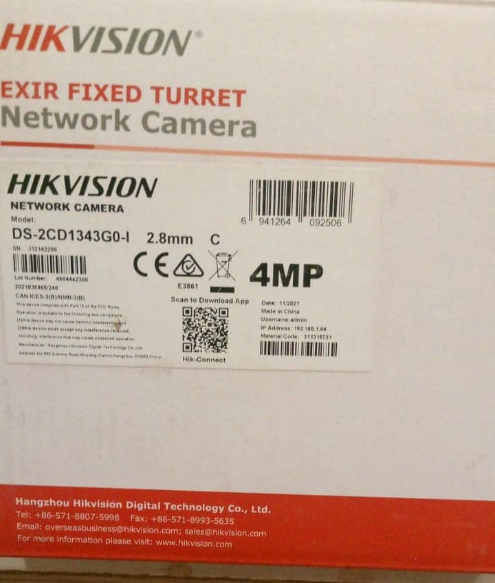 Hikvision IP Camera 4MP 1