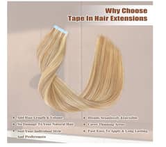 Real Human Straight Extension Tape Clip in on  Long Girls Women Ladies