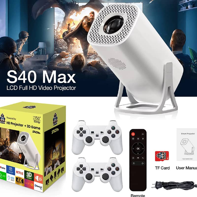 S40 Max 2-in-1 Smart Projector Game Console Android 11 WiFi6 BT5.0 Su 6