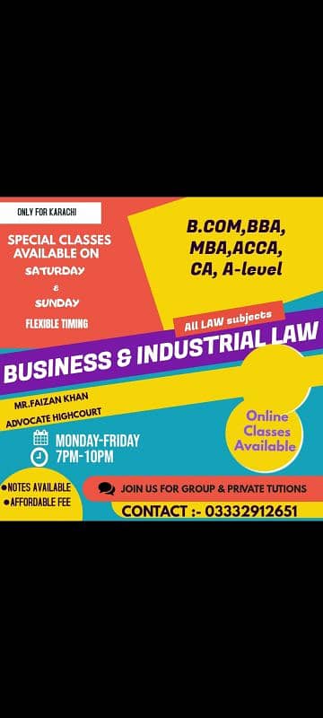 Tuition available for Business and industrial Law 0