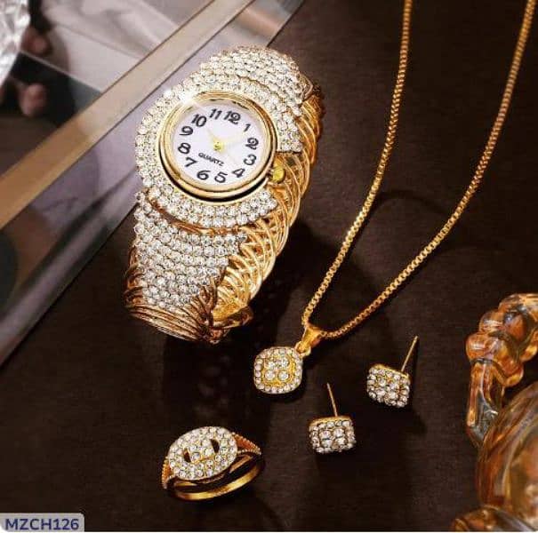 Luxury women diamond watch and jewelry set 1