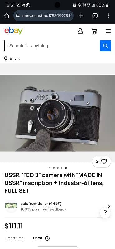 Old 1961 Antique FED 3 Rangefinder Ukranian Camera Vintage 11