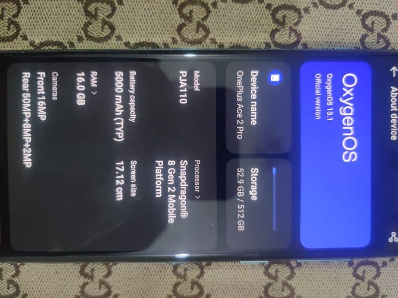 Oneplus ace 2 pro ,16/512 , 5000 mah ,non pta 9