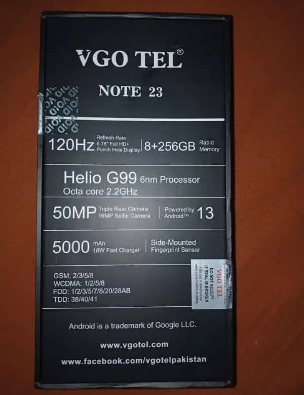 VGO TEL Note 23 8GB/256GB With Box & Accessories 1