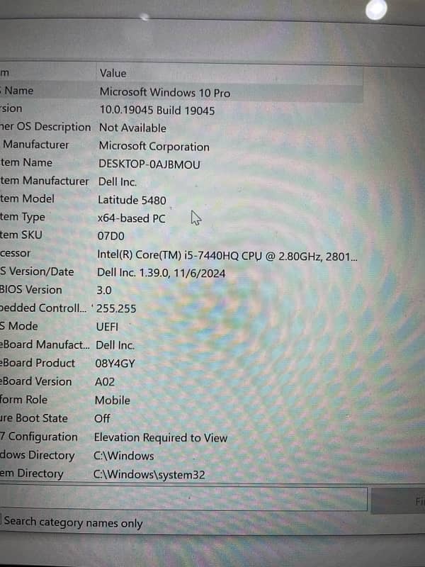 dell 5480 core i5 7th gen- HQ processor 2.8Ghz- FHD touch screen 11