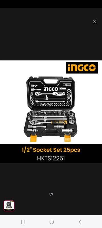 Ingco 25 pcs 1/2" socket set (Ratchet Wrench 10-32 mm sockets. 1