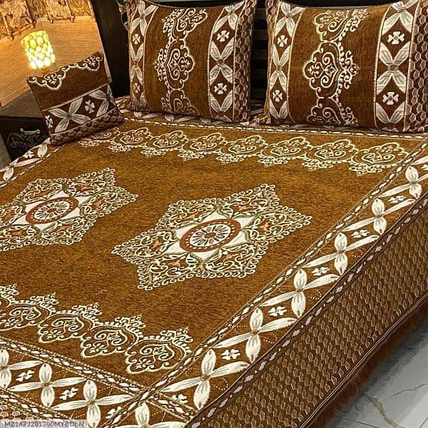 4 PC's velvet jacquard embroidered double bedsheets 3