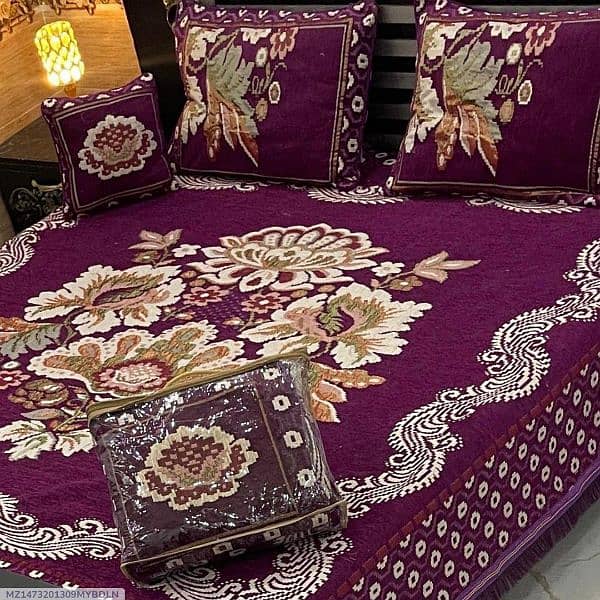 4 PC's velvet jacquard embroidered double bedsheets 4