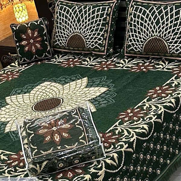 4 PC's velvet jacquard embroidered double bedsheets 5