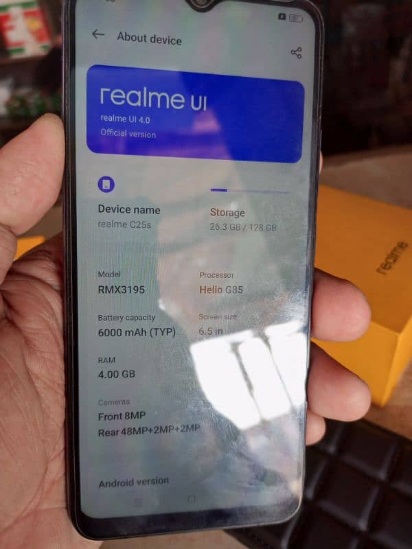 realme c25s Good Condition 4/128 GB 6000 mAh battery 8