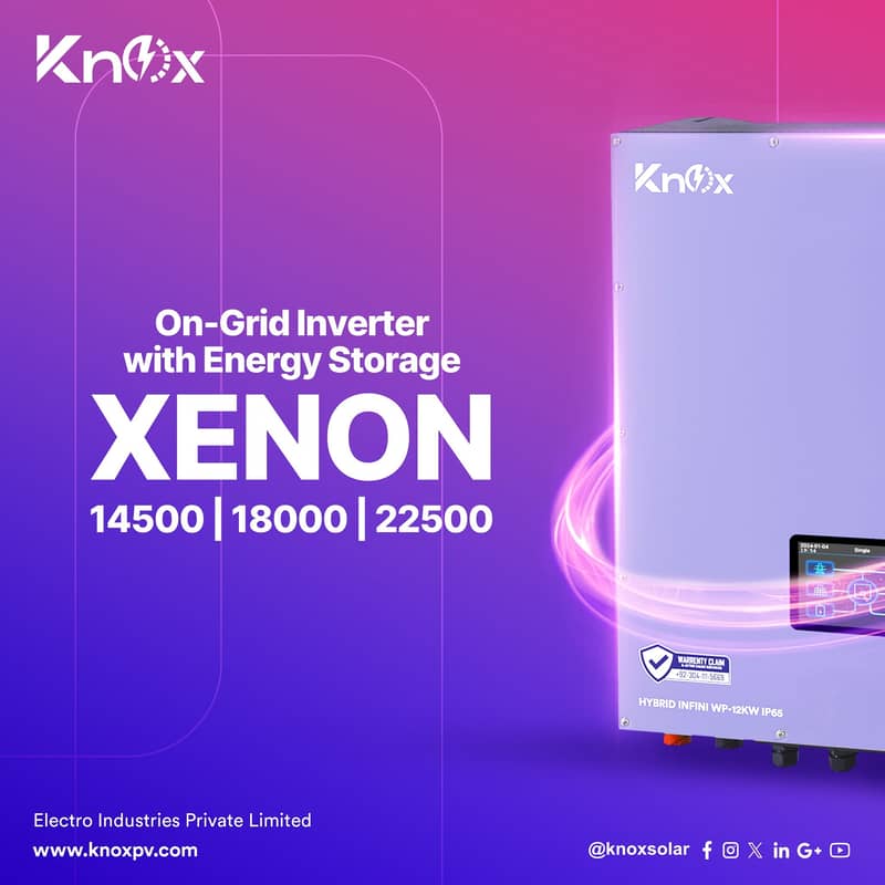 Knox IP65 Xenon 6,8,12,15Kw 3 Phase Solar Hybrid Inverter Dual Output 1