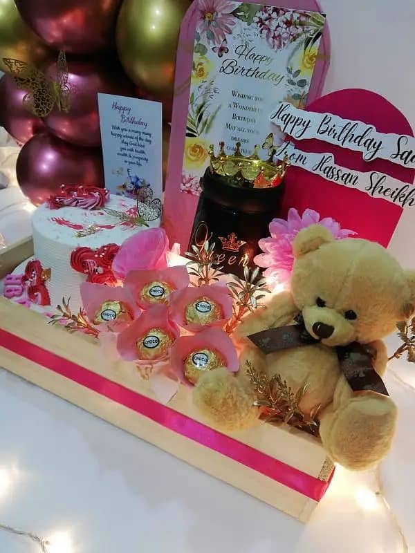 Imported Teddy Bear With Customise Chocolate Basket, Gift Basket 4