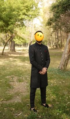 Black Sherwani With Decent Details