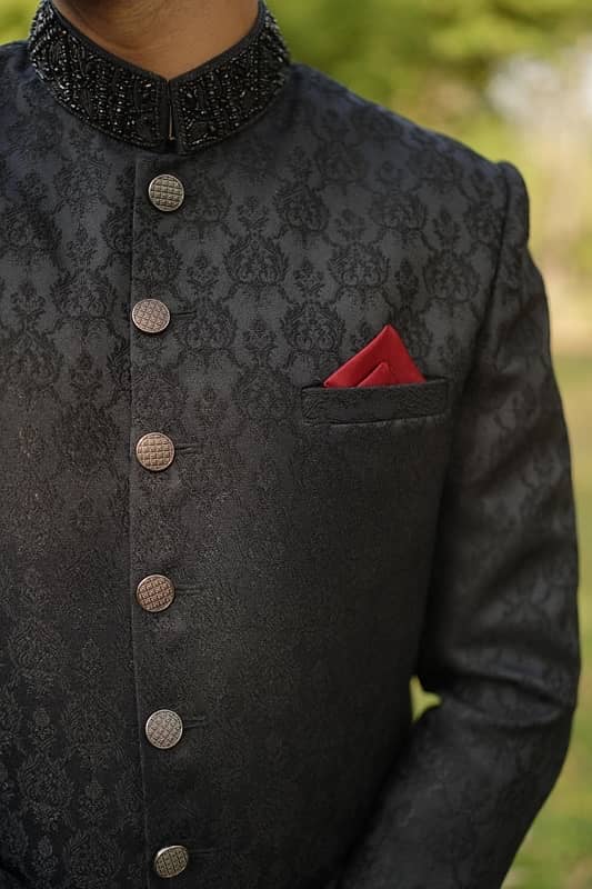 Black Sherwani With Decent Details 1