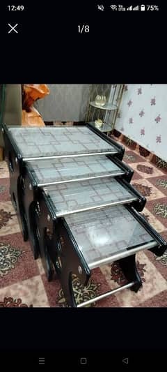 4 side tables,tea trali,lamp for sale